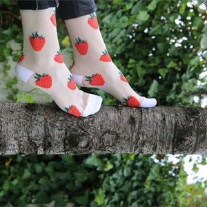 Women's Transparent-Mesh - Sheer Strawberry socks